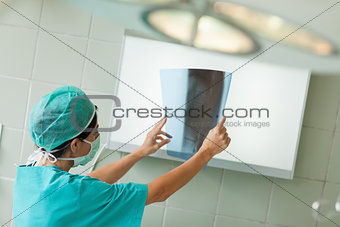 Surgeon looking at a radiography