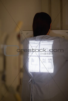 Radiography being proceed on a patient