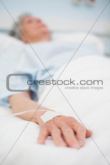 Focus on the hand of a patient