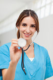 Nurse holding a stethoscope