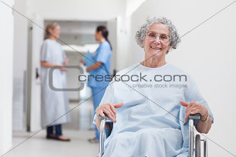 Elderly patient in corridor