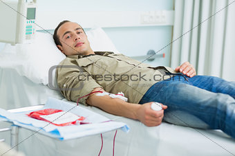 Transfused patient looking at the camera