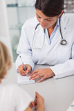 Doctor writing on a prescription note