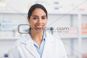 Female pharmacist smiling