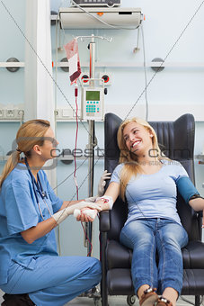 Female patient looking at a nurse