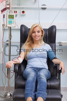 Patient receiving a blood transfusion