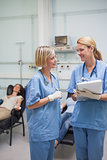 Nurses talking and smiling