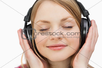 Close up of a woman with headphones