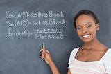Student showing a blackboard