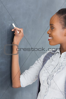 Close up of a teacher looking at the blackboard