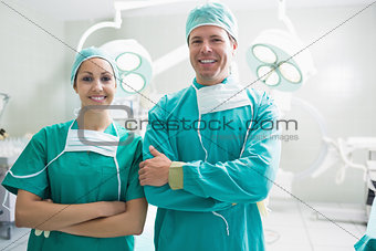 Surgeons looking at camera