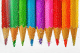 colored pencils sunken in water