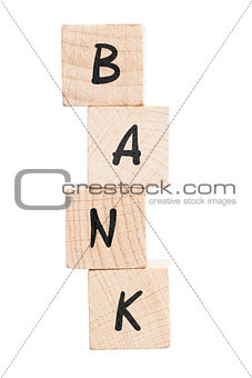 Word Bank Written With Wooden Blocks.