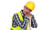 Construction worker sleeping
