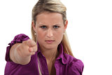 Angry woman pointing her finger