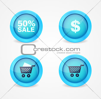 Set of glossy shopping icons