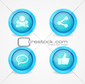 Set of glossy internet social icons