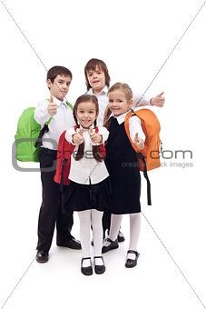 Happy elementary school kids - isolated