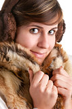 Cold Woman Snuggling in Warm Coat