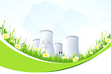 Abstract Background with Nuclear Power Plant and Grass