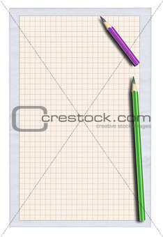 piece of squared paper and twwo pencils