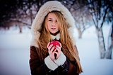 Beautiful girl with an apple