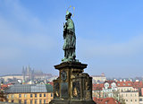 Statue of Saint on Charles Bridge, Prague, Czech republic
