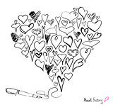 hearts and pen