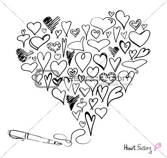 hearts and pen