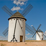 Medieval windmills on a hill  