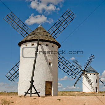 Medieval windmills on a hill  