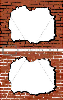 the vector brick wall with hole