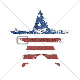 The American flag print as star shaped symbol. Vector, EPS10.