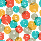 Abstract colorful retro seamless pattern (balls doodles). Vector