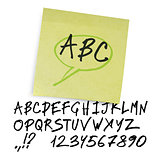 Handwritten alphabet (uppercase letters with numbers). Vector.
