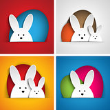 Happy Easter Rabbit Bunny on Orange Background