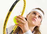 Portrait of tennis player ready to serve