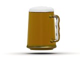 Beer mug with beer poured to the brim with foam