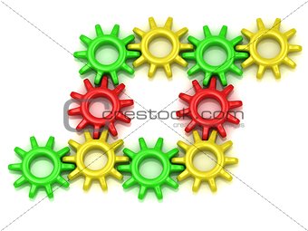 Set of colored gears 