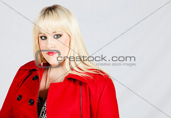 Woman in red coat
