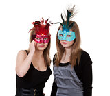 two girl in the masquerade mask