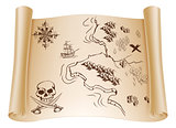 Old Treasure map on scroll