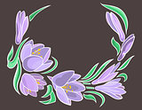 Abstract crocuses with grey background