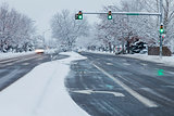 city street in winter weather