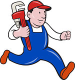 Plumber With Monkey Wrench Cartoon
