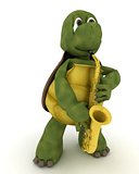 tortoise playing a saxophone