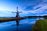 Dutch windmill in dusk, Groningen