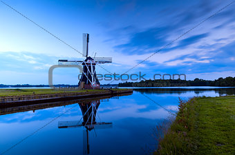 Dutch windmill in dusk, Groningen