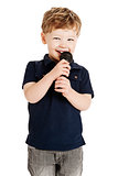 Cute boy singing