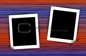 Two photo frames on colorful abstract linear background
